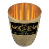 Pure Brass Embossed Glass Tumbler for Serving and Drinking Water 200 ml - CROCKERY WALA AND COMPANY